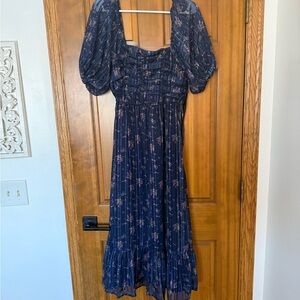 NSR Navy Floral Long Sleeve Dress
